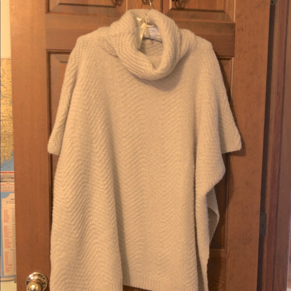 Cozy Oatmeal Turtleneck Poncho